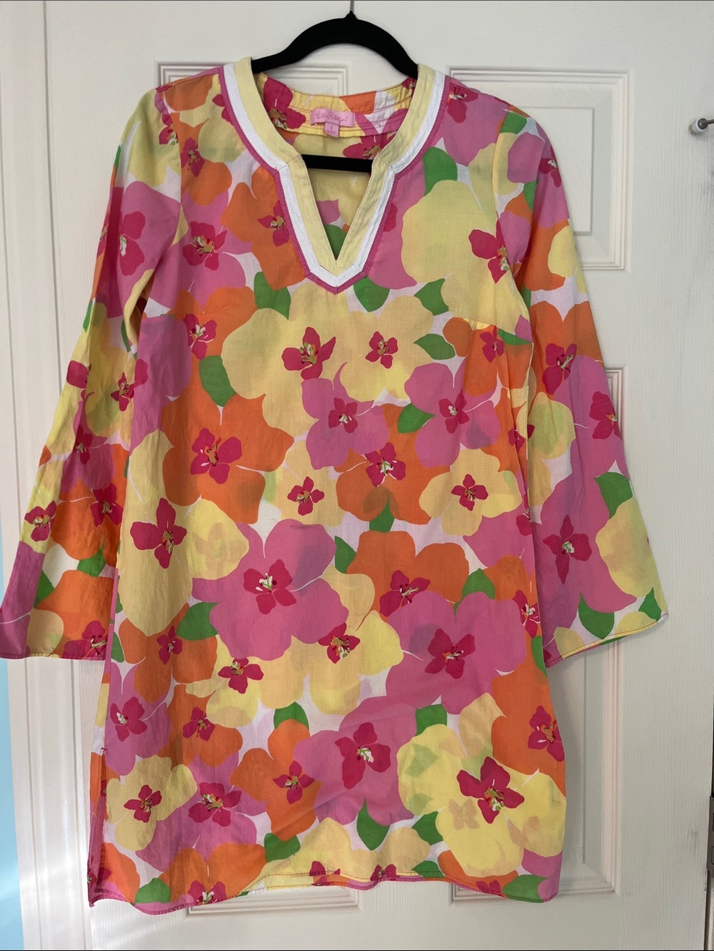 Lilly Pulitzer Dress Vintage in Floral Pink, Yellow & Orange Sz Small